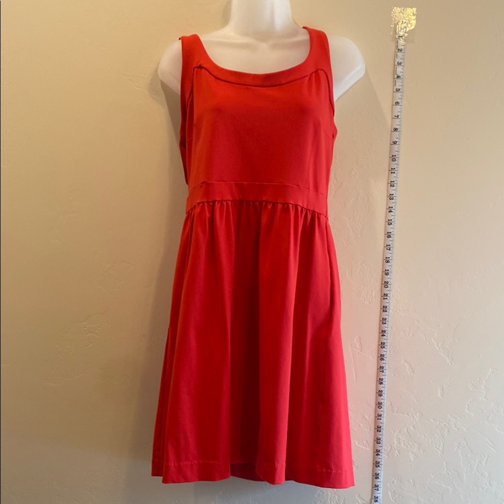 Pinkish-Red Sleeveless Dress with pockets